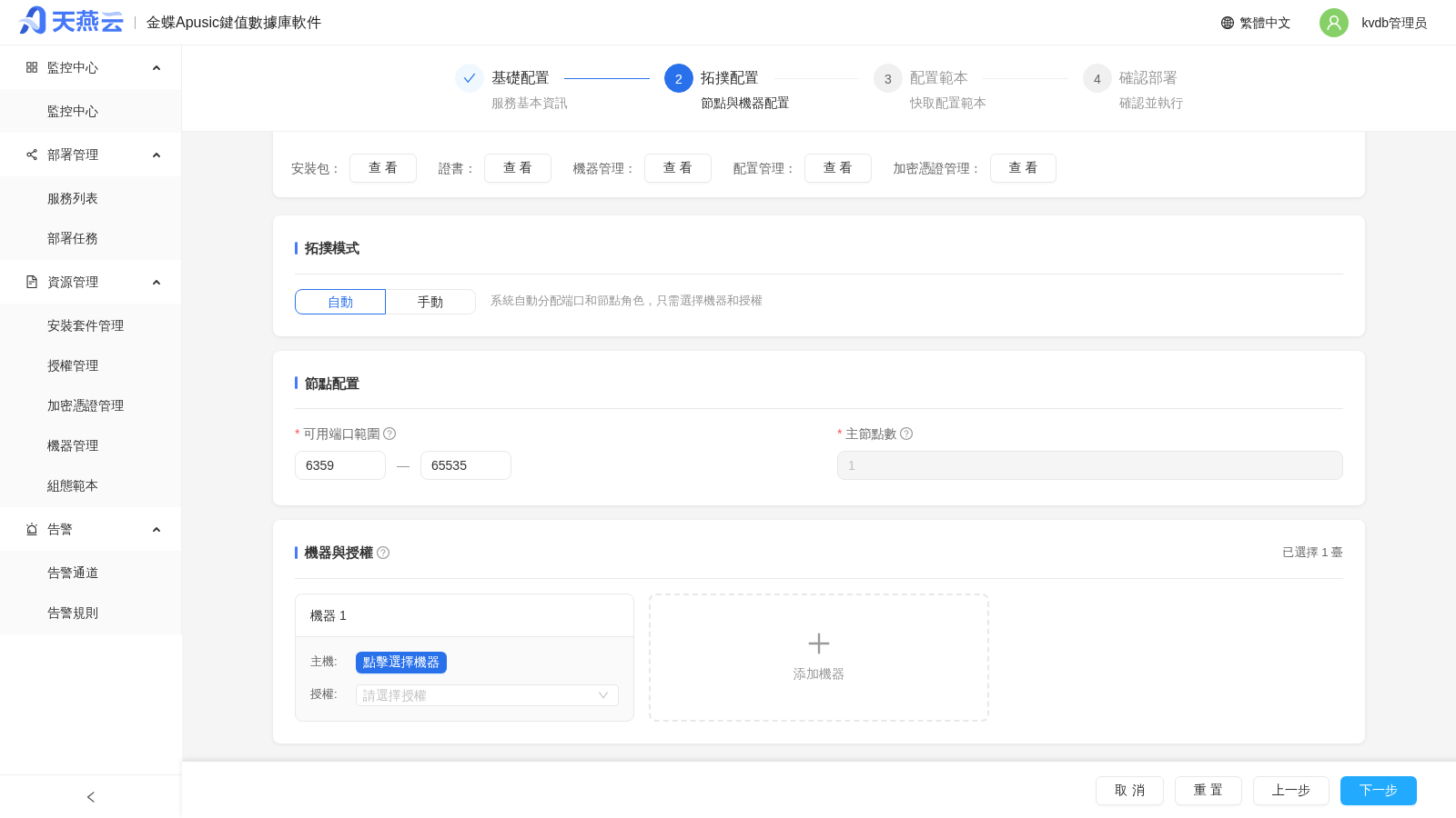 自動部署拓撲配置