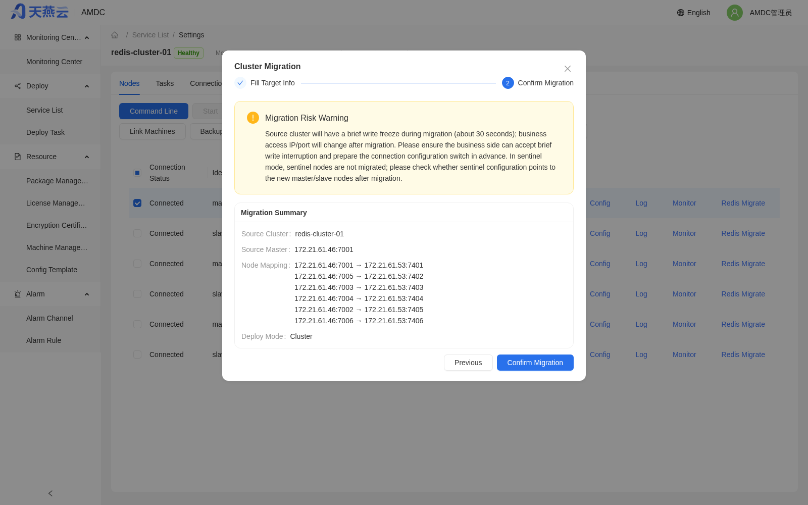 Migration confirmation