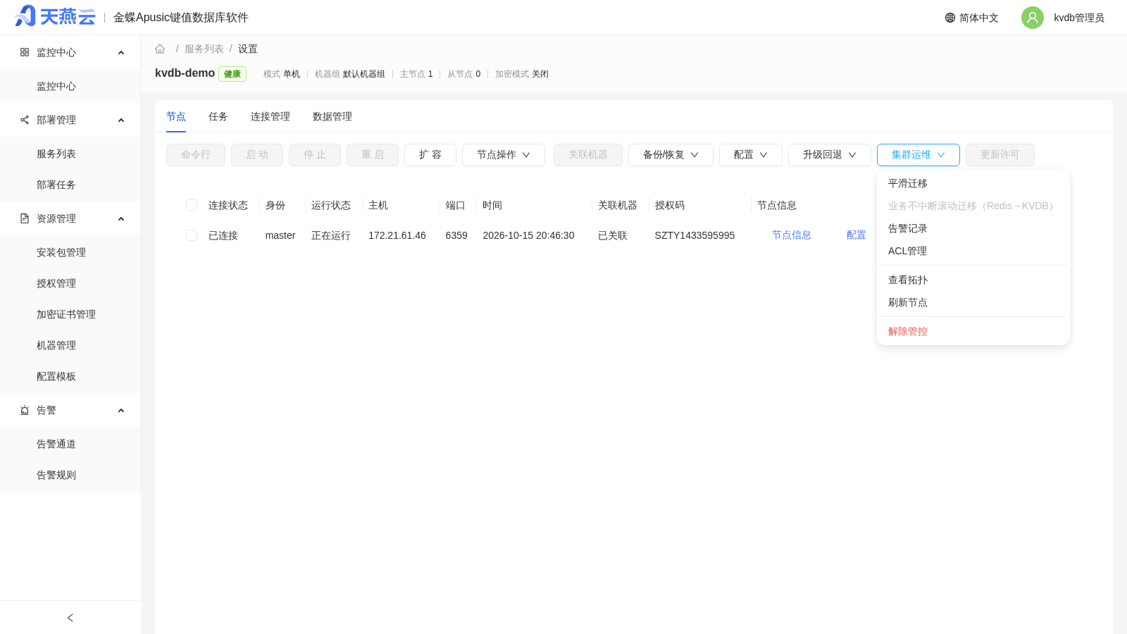 集群运维菜单