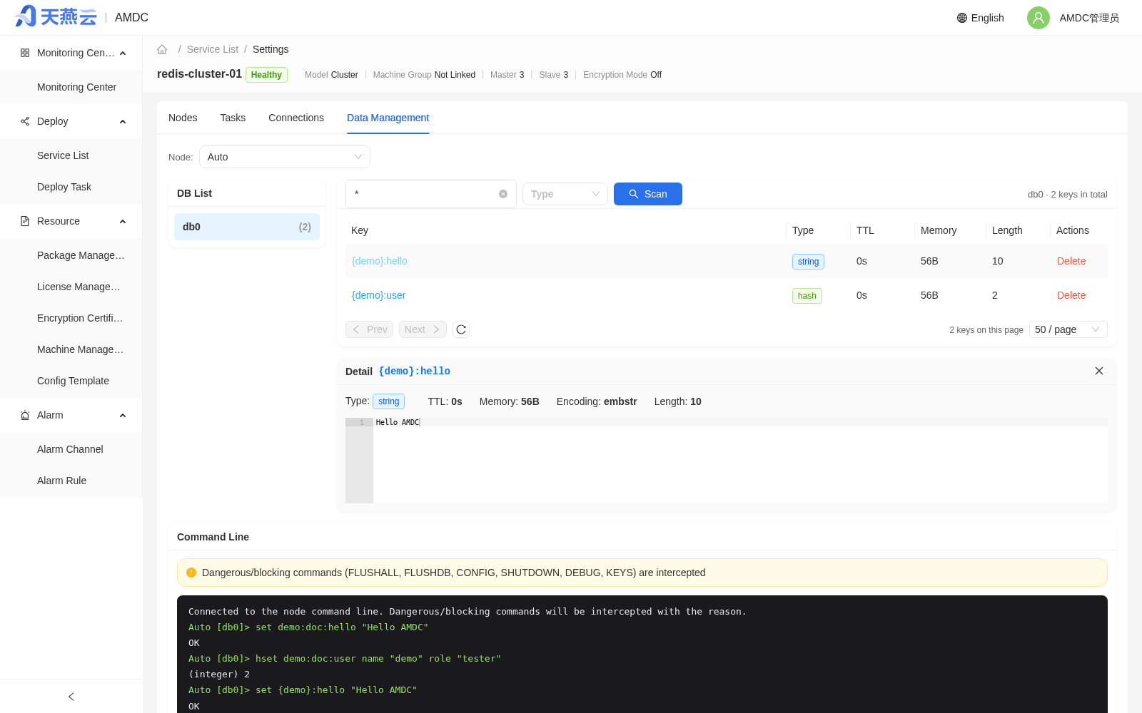 Key details and command line