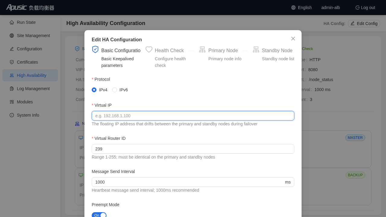 Edit HA configuration