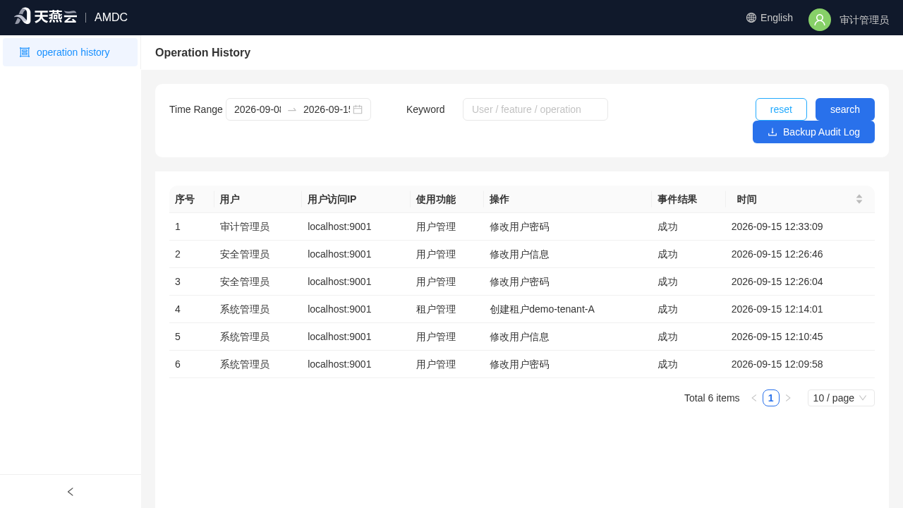 Audit Administrator - Operation History (Audit Log List)