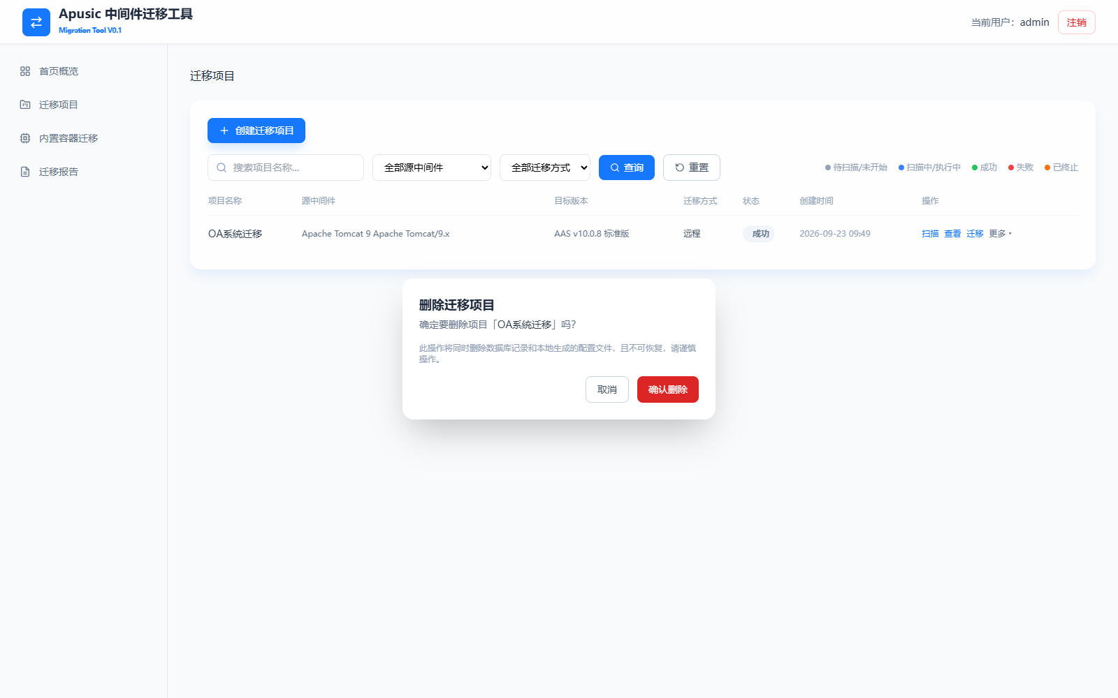 Delete Project Confirmation